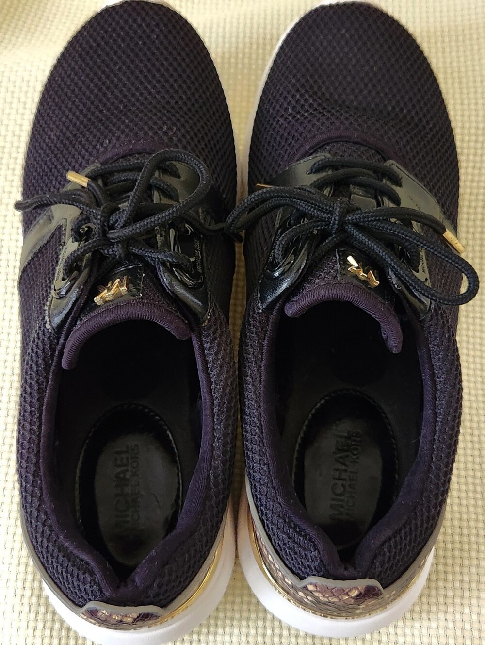 MICHAEL Michael Kors Miles Black Mesh Snake Trainer Sneakers Size 7.5M Snakeskin - Picture 10 of 16